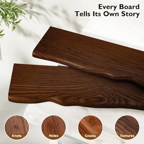Walnut Finish Floating Shelves,Hidden Brackets,2-Pack,24 Inches Each