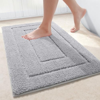 Buganda Microfiber Bathroom Rugs 30x20, Soft Shaggy Absorbent Bath Rugs - color: Grey, size: 30" X 20"