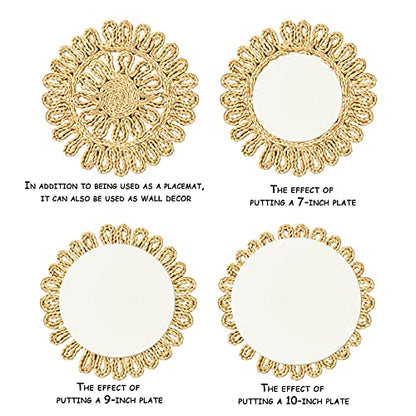 IcosaMro11.8 Inch Boho Round Woven Placemats for Dining Table Set of 6 - color: Style a -11.8 Inch, Pack of 6