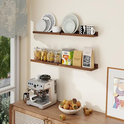 Axeman Picture Ledge Shelf, 16 Inch Walnut Floating Shelves Set of 4 - color: Walnut, size: 16 Inch