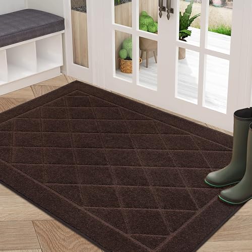 BEQHAUSE Dirt Trapper Door Mat 32" x 48", Doormat Non-Slip, Brown - color: Brown, size: 32" X 48" (Rectangular)