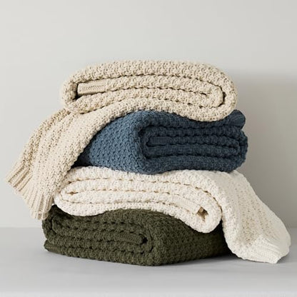 EVERGRACEHOME Chunky Chenille Knit Throw Blanket, 50 x 60, Olive Green - color: Olive Green, size: 50" X 60"