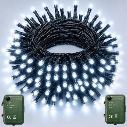 Pooqla Cool White Battery String Lights, 2x50 LED Christmas Fairy Lights - color: Cool White, size: 50 LED x2