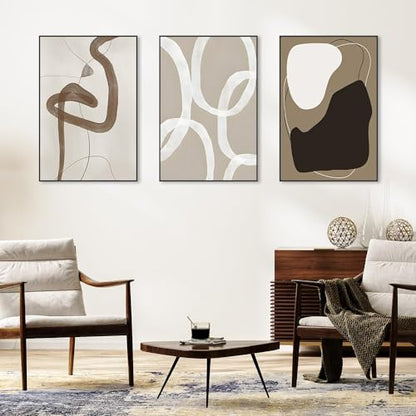 Framed Abstract Black Stroke Lines Canvas Painting,24x32 In - color: White