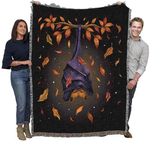 Pure Country Weavers Autumn Bat Blanket by Episodic Drawing- Fantasy Gift Tapestry Throw Woven from Cotton - Made in The USA (72x54) - color: Autumn Bat, size: 72x54