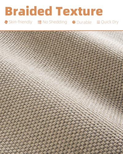 PADOOR Braided Toilet Rugs U Shaped 20x24, Non Slip Toilet Mat, Light Beige - color: Light Beige, size: 20''x24'' U-Shaped