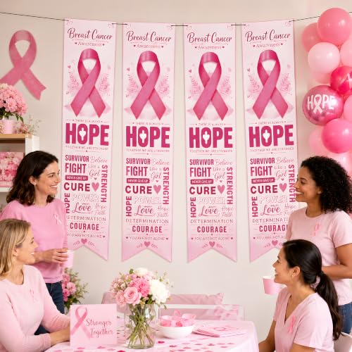 Breast Cancer Awareness Accessories - Pink Ribbon Hope Survivor Banner - color: Pink