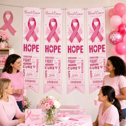 Breast Cancer Awareness Accessories - Pink Ribbon Hope Survivor Banner - color: Pink