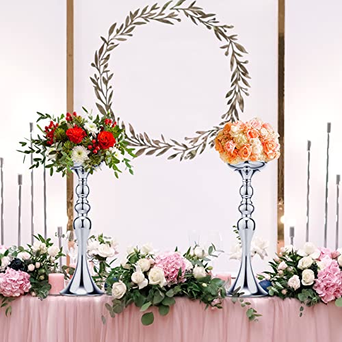 Sadnyy 16 Pcs Silver Metal Flower Vase, 15 Inch Wedding Table Centerpieces - color: Silver, size: 15 Inch