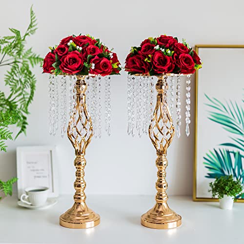Flower Centerpieces for Wedding Tables: Crimson, 2 Packs - color: Crimson