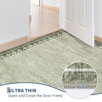 GarveeHome 8x10 Cross Bordered Living Room Rug Non Slip Neutral Carpet - color: Green, size: 8' x 10' (Rectangular)