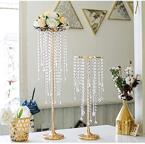 10pcs Flower Centerpieces Vase for Tables, Gold 29.5in Metal Flower Stand - color: Gold, size: 10×L