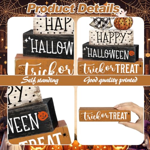 Amyhill 4 Pcs Halloween Table Decor Wooden Boo Table Sign Tiered Tray - style: Boo