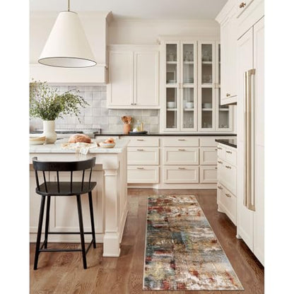 Lahome Washable Runner Rug, 2x8 Runner Rug for Hallways, Red/Multi - color: Red/Multi, size: 10" x 12" (Runner)