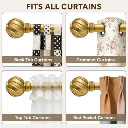 Gold Curtain Rods for Windows 28 to 48 Inch 7/8" Diameter Small - color: Gold, size: 18"-60"|1 Pack