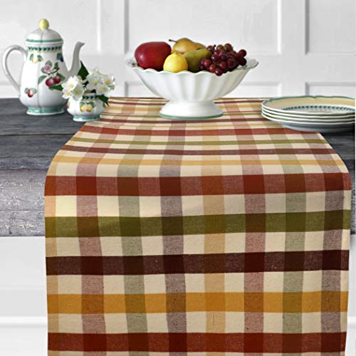 Urban Villa Table Runner Cotton Heavier Quality 14x72 Harvest Checks - color: Harvest Checks, size: 14" x 72"