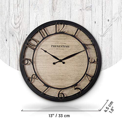 Presentime 13" Farmhouse Series Wall Clock - color: Oil Rubbed Bronze, size: 13 inch