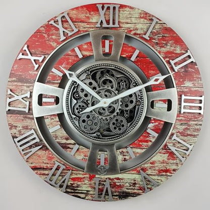 ImprovingLife The Gears Clock Real Moving Gear Wall Clock England Line (Red Lava, 24 inches (60 cm)) - color: Red Lava, size: 24 inches (60 cm)