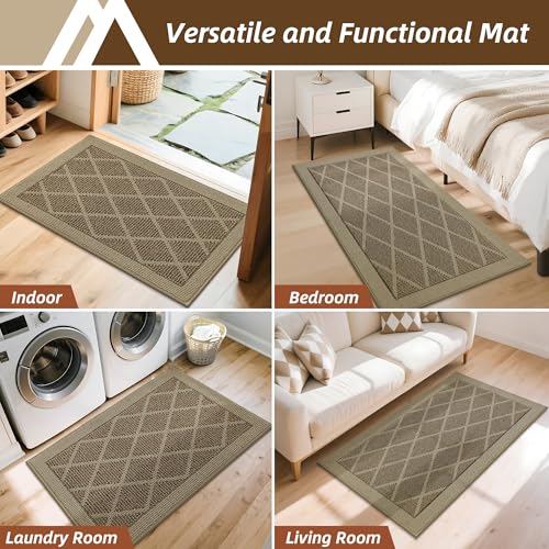 COSY HOMEER Non-Slip Door Mat 36"x60",Entryway Rugs Low Profile,Beige - color: Beige, size: 5' x 3' (Rectangular)