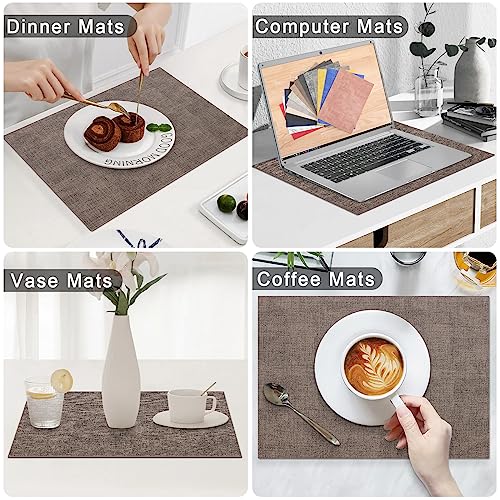 Homaxy PU Faux Leather Placemats for Dining Table, Set of 6, Dark Brown - color: Dark Brown