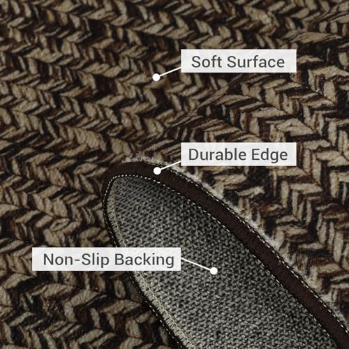 ROYHOME Washable Area Rug Print Braided Area Rugs for Entryway - color: Brown, size: 3' x 5' (Rectangular)