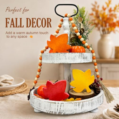 Fall Table Decor 3 PCS-Autumn Harvest Leaves Decorations for Home Indoor - style: Wooden Maple