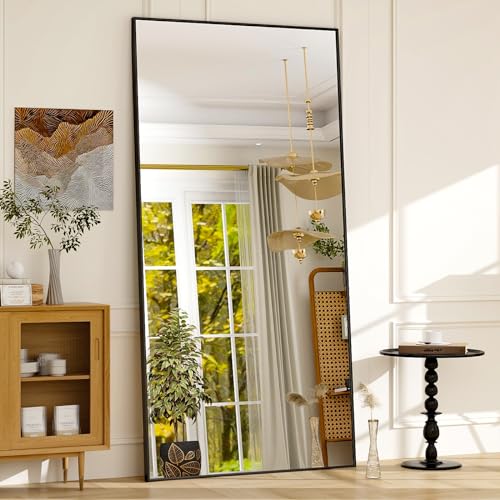 GLSLAND 76"x34" Full Length Mirror Large Rectangle Full Body Mirror, Black - color: Black, size: 76"L x 34"W