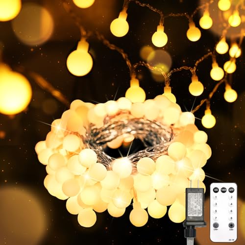 suddus 43FT Connectable Globe String Lights Plug in Remote Warm White | 100 Led Hanging Fairy Lights with Timer,String Lights for Bedroom,Dorm,Classroom,Christmas,Indoor,Outdoor Decor - color: Warm White, size: 100LED Plug