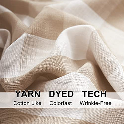 Taupe White Buffalo Check Valance Curtain Farmhouse Kitchen Window 52x15" 1 - color: Taupe and White, size: 50"W x 15"L (Pack of 1)