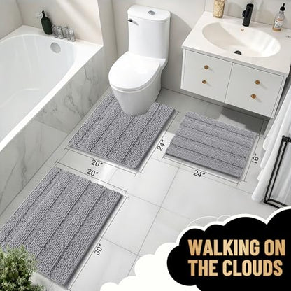 OLANLY Thick Bathroom Runner Rugs 59x20, Soft Chenille Long Bath Rugs, Grey - color: Grey, size: 59" X 20"