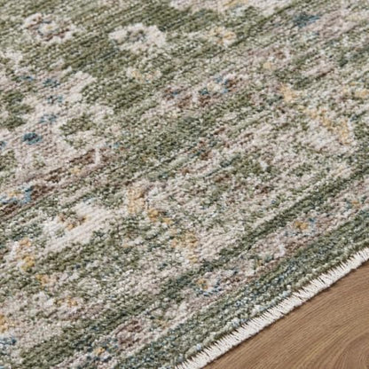 Hauteloom Zenan Living Room, Bedroom Area Rug - Traditional - Olive, Taupe, Medium Brown - 5' x 7'5" - color: Olive, Taupe, Medium Brown / Humana, size: 4'11" x 7'5" (Rectangular)