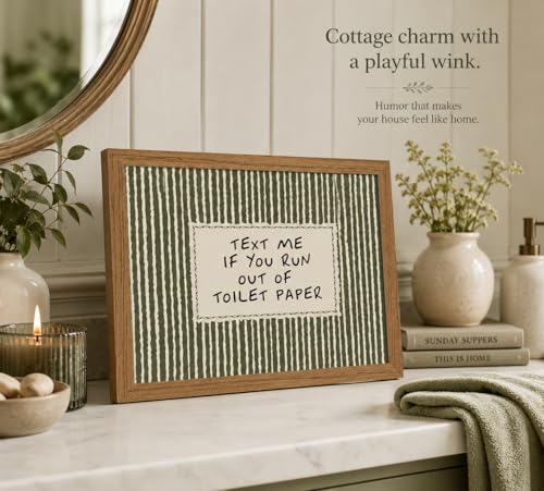 Framed Bathroom Quotes Art, Text Me If You Run Out of Toilet Paper, 12x16in - color: Text Me, size: 12x16in