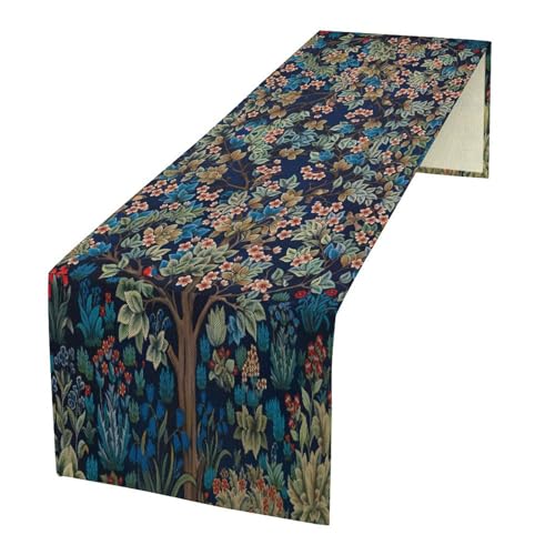 William Morris Floral Table Runner William Morris Art Retro Design Pattern Printed Linen Table Runner for Home Kitchen Dining Table Decoration,13x36 Inch - color: Style-6, size: 13"W x 36"L (Pack of 1)