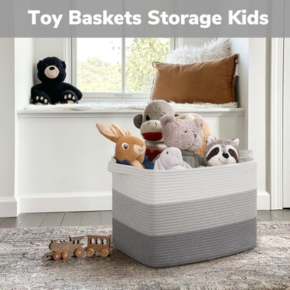 Goodpick 50L Large Woven Storage Basket, 18" x 14" x 12", Gradient Gray - color: Gradient Grey, size: 18"L x 14"W x 12"H