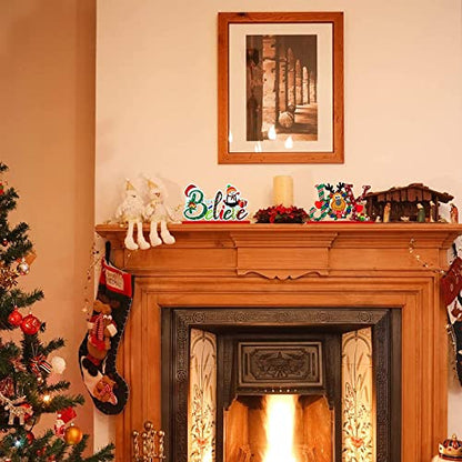 Blulu Christmas Wooden Signs Tabletop Farmhouse Centerpieces, Red, 3 Pcs - color: Red