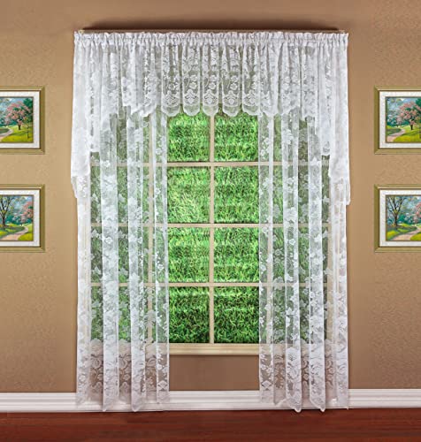 Today's Curtain Floral Vine Lace Panel 84", White, 60W x 84L - color: White, size: 60"W x 84"L (Pack of 1)