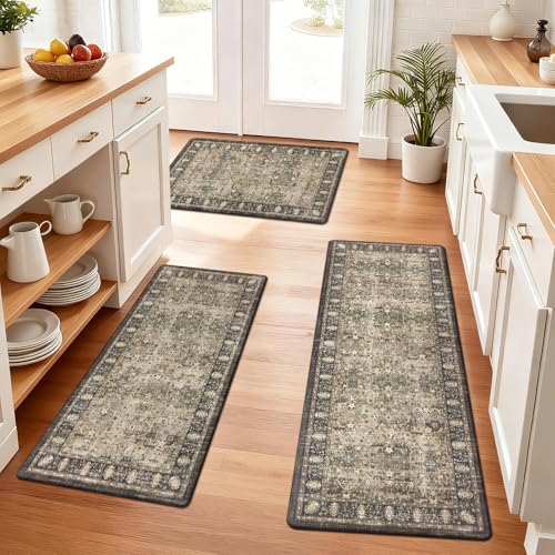 Pauwer Anti Fatigue Kitchen Floor Mats Set of 3, Cushioned Rug, Multi Brown - color: Multi Brown