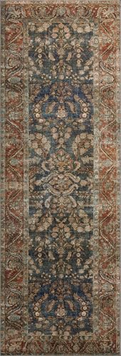 Loloi Chris Loves Julia Jules Ocean/Spice 2'-6" x 9'-6" Runner Rug - color: Ocean / Spice, size: 2'6" x 9'6" (Rectangular)