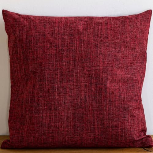 PLIN Throw Pillow Cover 16x16 Inch Soft Solid Decorative Cushion Case for Sofa Couch Bed Living Room Modern Farmhouse Boho Accent Pillowcase, Machine Washable Square Nordic Home Decor, Wine Red - color: Wine Red, size: 16" x 16" (Pack of 1)