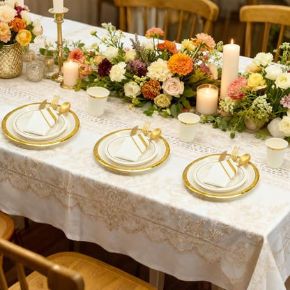 AIRE Gold White Paper Plates Set, 175PCS Disposable Tableware for 25 - color: 175pcs White Gold