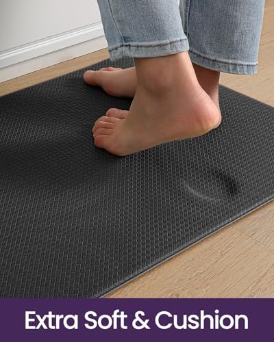 DEXI Kitchen Floor Mats Cushioned Anti Fatigue, 23x108 Standing Runner Rug - color: Black, size: 108"l X 23"w X 0.4"th
