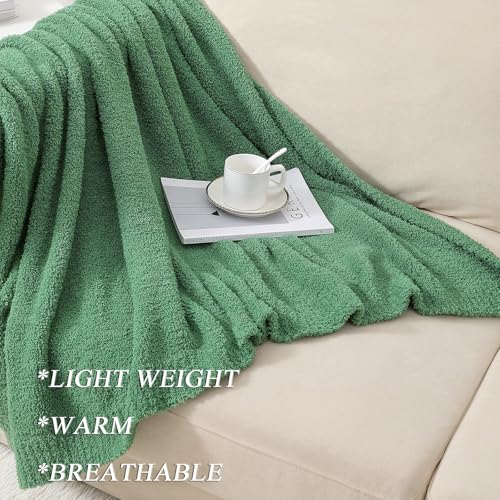 bearberry Knit Throw Blanket 53x71 Green Super Soft Plush for Couch - color: Avocado Green, size: Throw XL(53″x71″)