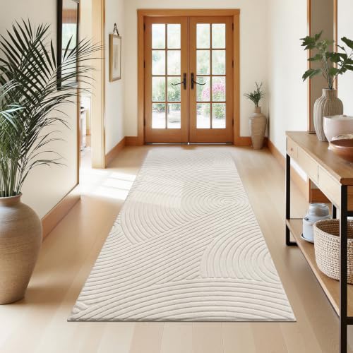 U'Artlines 3x8 Ft Hallway Runner Rug, Washable Neutral Beige Modern - size: 3' x 8' (Rectangular)