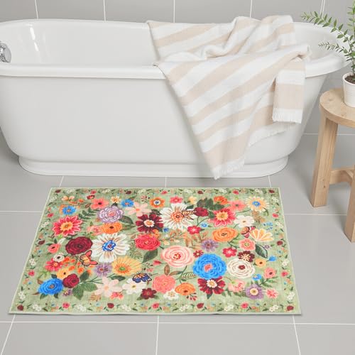 Bath Mat 17x24 Non Slip, Washable Low Pile Area Rug, Green - color: Green, size: 1'4" x 2' (Rectangular)