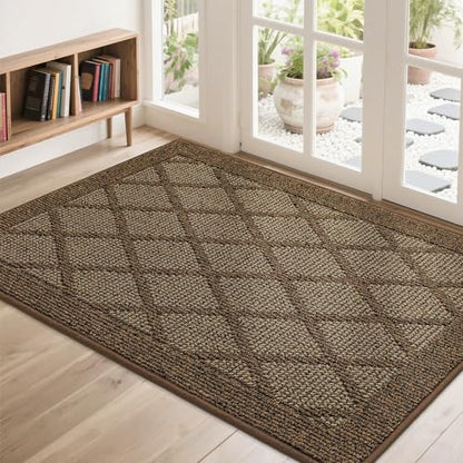 COSY HOMEER Non-Slip Door Mat 32"x48",Entryway Rugs Low Profile,Brown - color: Brown, size: 4' x 2'8" (Rectangular)