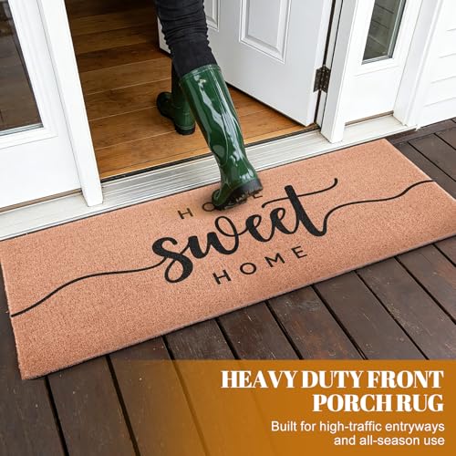 Home Sweet Home Long Doormat for Double Door Entrance, 24x59 Inch