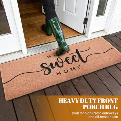 Home Sweet Home Long Doormat for Double Door Entrance, 24x59 Inch