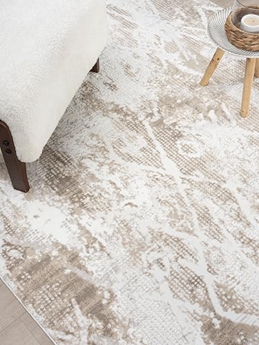 5x7 Beige Modern Geometric Area Rug for Living Room, Bedroom - color: 1003 - Beige, size: 5' x 7' (Rectangular)