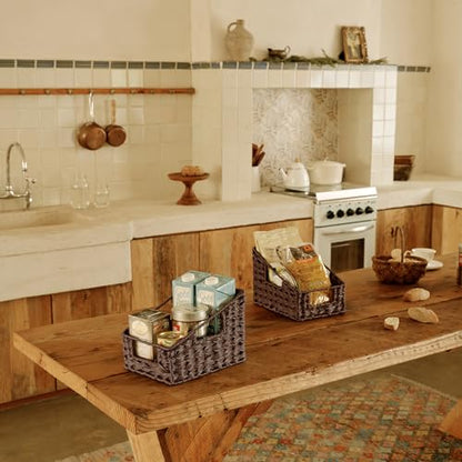 GRANNY SAYS Wicker Storage Baskets, Waterproof Wicker Basket with Handles - color: Brown, size: 2x 10¼"D x 7½"W x 7¼"H
