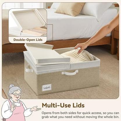 GRANNY SAYS Extra Large Storage Bins with Lids, Closet Bins, White&Khaki - color: White/Khaki, size: Extra Large - 1 Pack